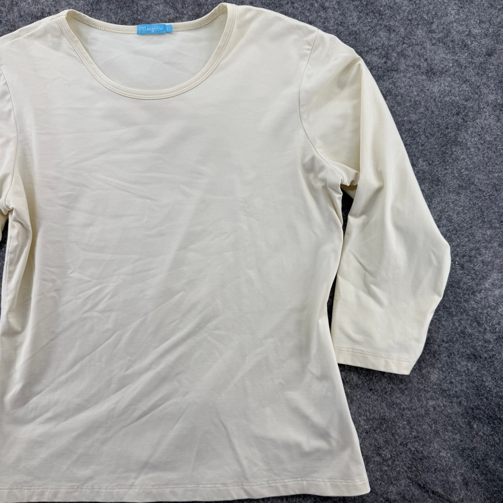 J.McLaughlin Top Women S Cream 3/4 Sleeve Scoop Neck Stretch Minimalist - Picture 4 of 12